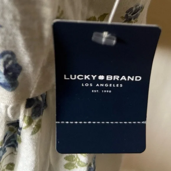 Lucky Brand Floral Lace-Up Tank - White and Blue - Picture 4 of 6